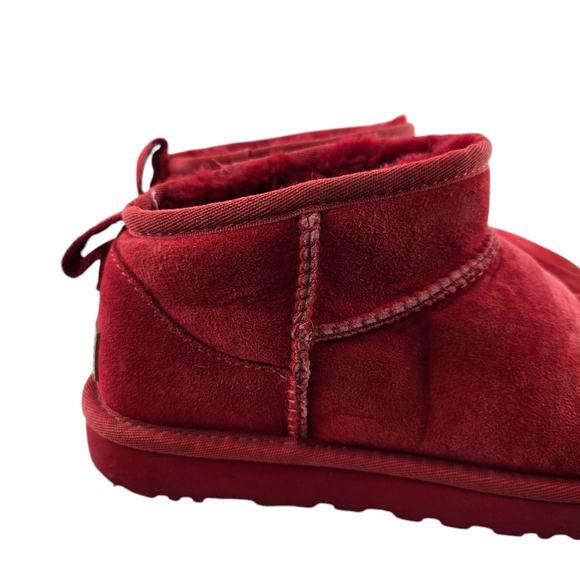 UGG Classic Ultra Mini Booties Women 7 Red Shortie Ankle Boots Comfort Shearling - Picture 2 of 9